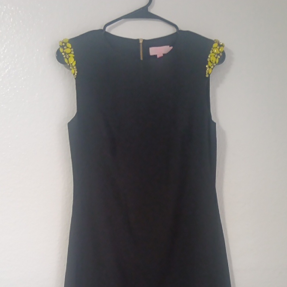 Ted Baker Black and Gold Embellished Sheath Mini Dress